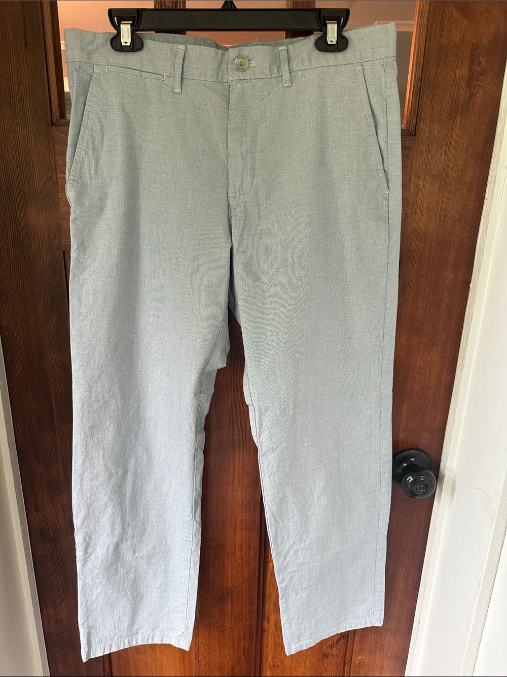 Calvin Klein Men's Light Blue Chambray Chino Pants Slim Straight 34x30